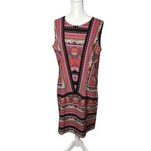 ILE Size 10 Sleeveless Paisley Print Dress Colorful Casual‎ Summer Dress Size L